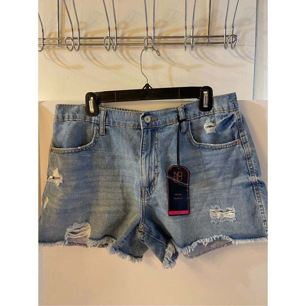 Nobo Distressed denim jean high relaxed fit rise shorts‎ size 15 new